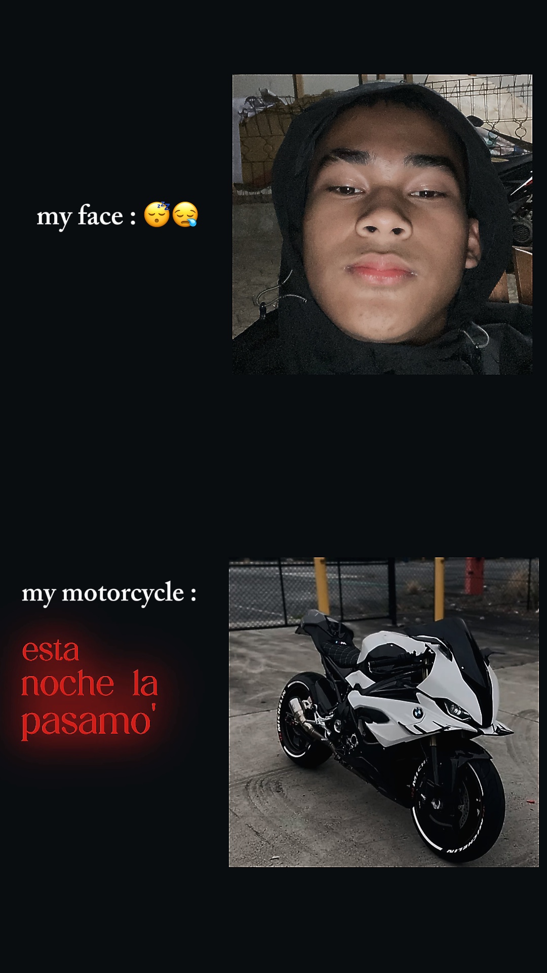 my face,my motrcycle