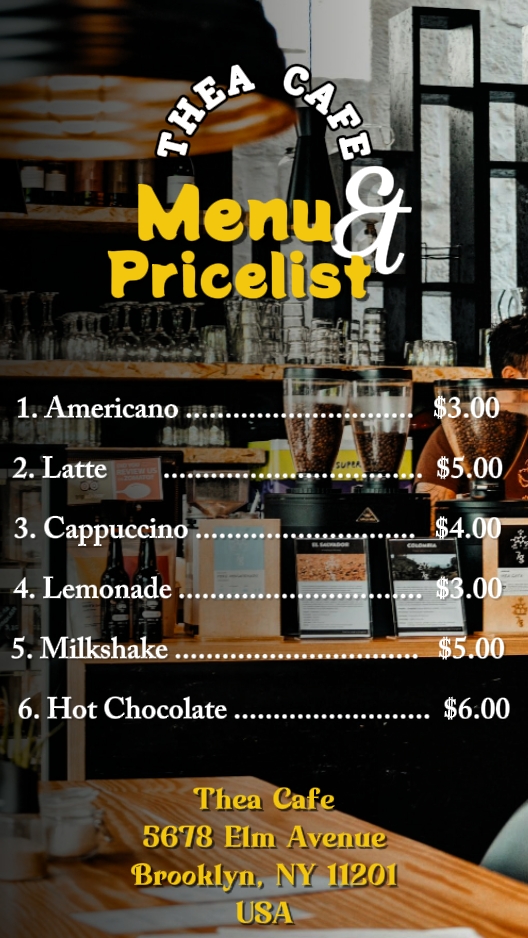 Menú de lista de precios