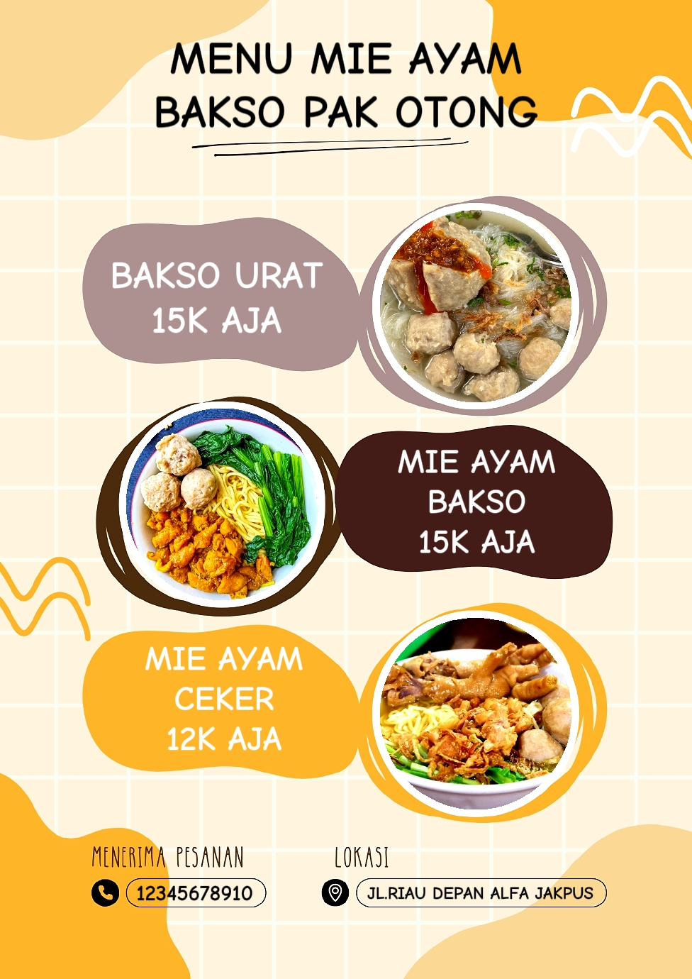 Menú Mie Ayam Bakso