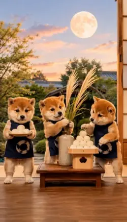 お団子を待てない柴犬