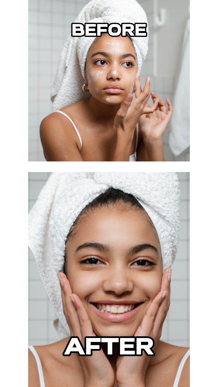Pagpapakita ng Produkto sa Skincare Bago At Pagkatapos ng Paghahambing ng Estilo ng TikTok