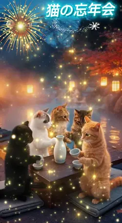 猫の忘年会テンプレート