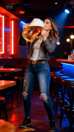 Drinking giant beer