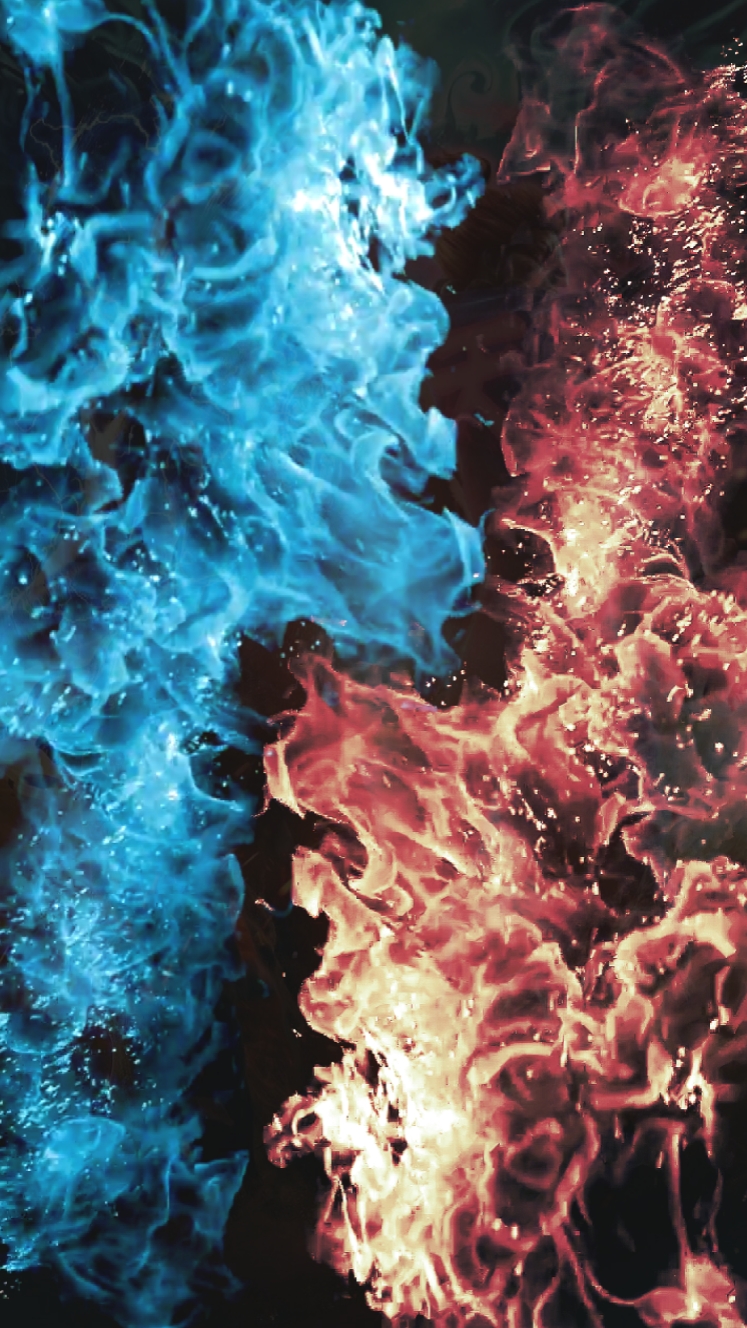 Api oranye & biru 
