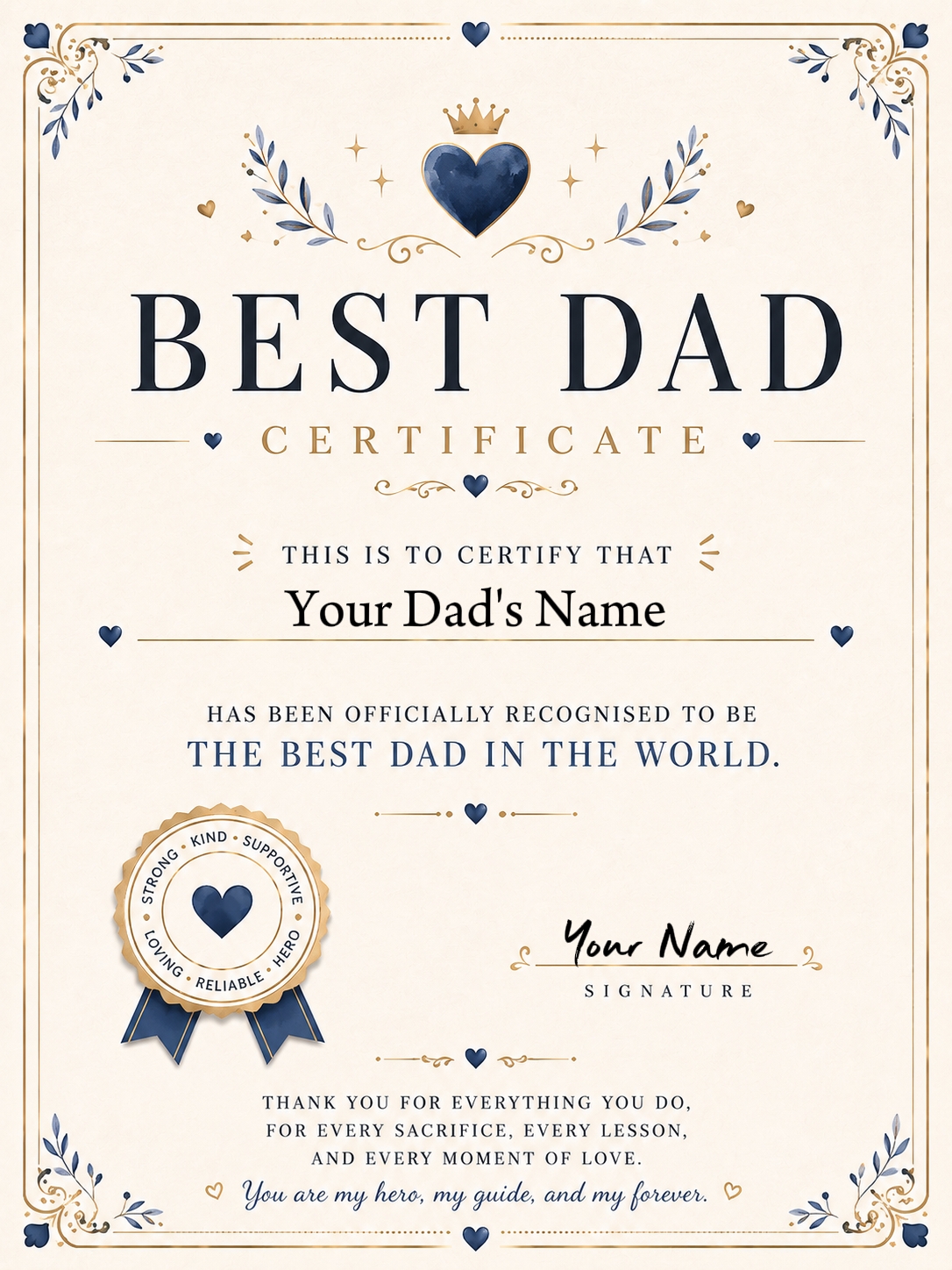 Certificado de Melhor Pai