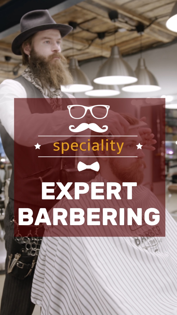 Promoción de barbería masculina en estilo minimalista