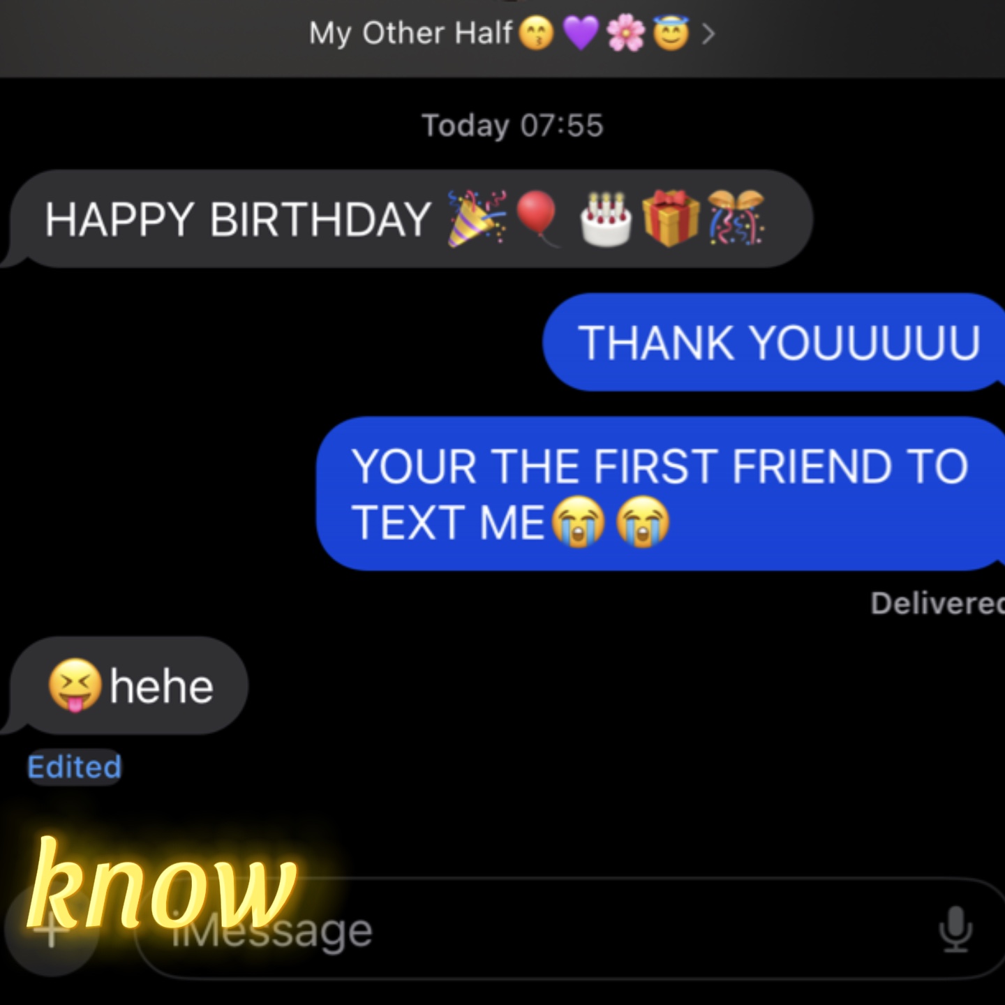 Primeiro a enviar uma mensagem de texto para hbd>>>