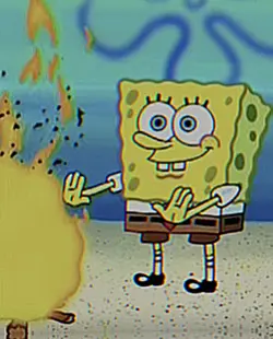SpongeBob burning