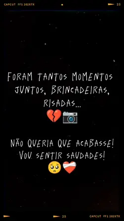 VOU sentir saudades
