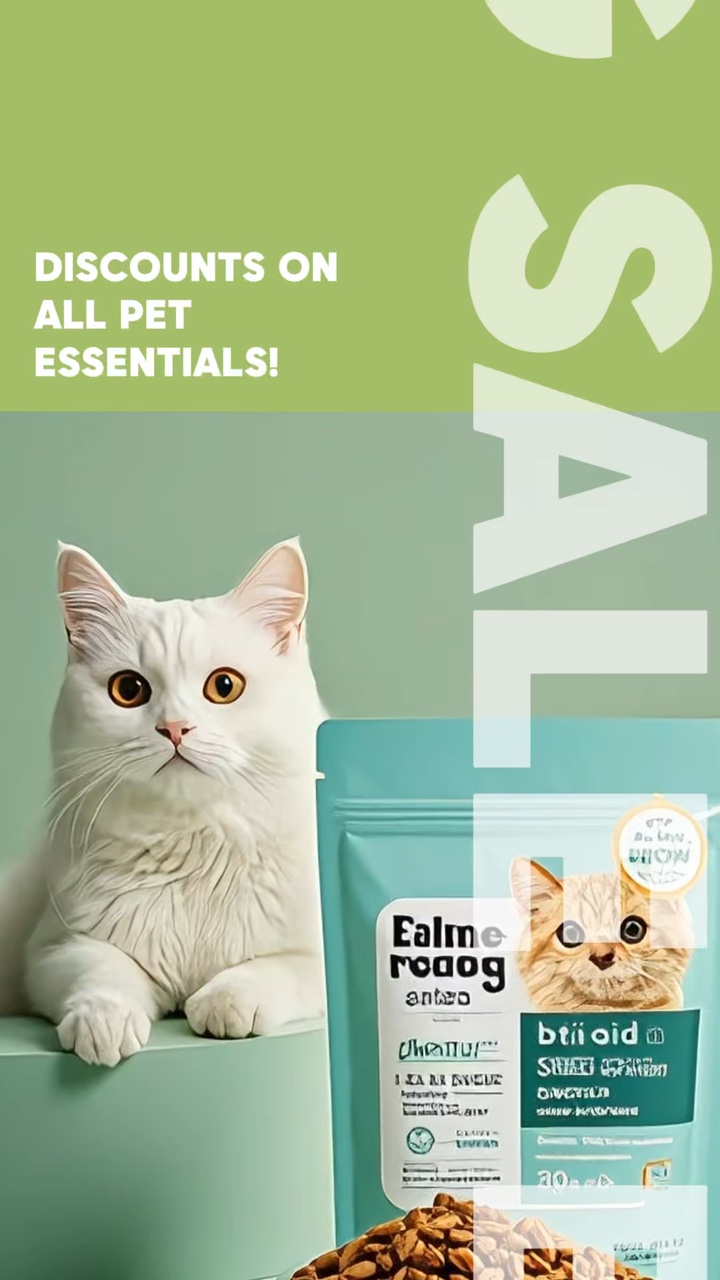 Color lúdico Comida para mascotas Venta Industria de mascotas Plantillas de anuncios de pantalla Estilo minimalista