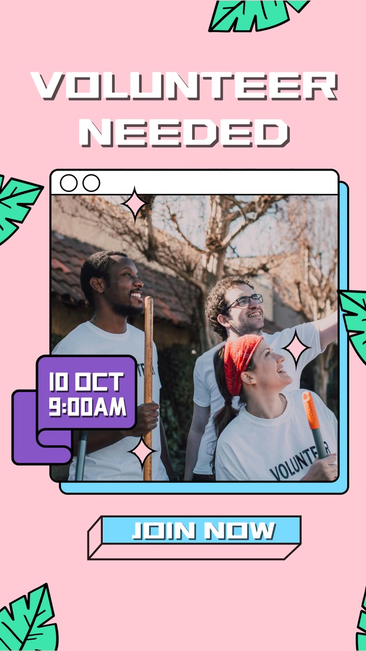 Plantilla de promoción de actividades fuera de línea de la comunidad de estilo rosa