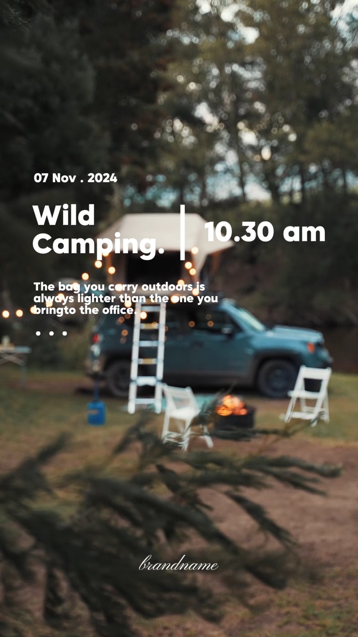 Plantilla de promoción de marca para acampar al aire libre de estilo minimalista