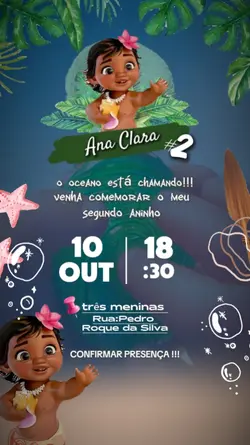 convite Moana baby|