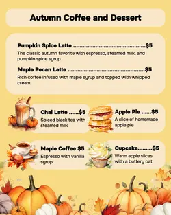 Autumn Coffee and Dessert Menu