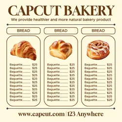 Food Bakery Menu Price List Instagram Post