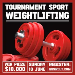 Tournament Sport Weightlifting Promotion Instagram Post Red Flat Modern