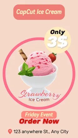 Strawberry Icecream Sale Instagram Story Pink Mini