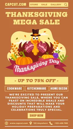 Thanksgiving Day Sale Poster Promotion TikTok Post