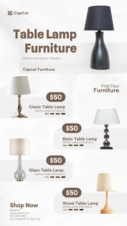Table Lamp Furniture Catalog Instagram Story Post Minimalist