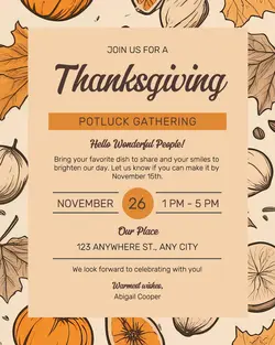 Thanks Giving Invitation Orange Instagram Portrait