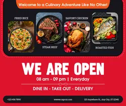 Food We Are Open Restaurant Product Display