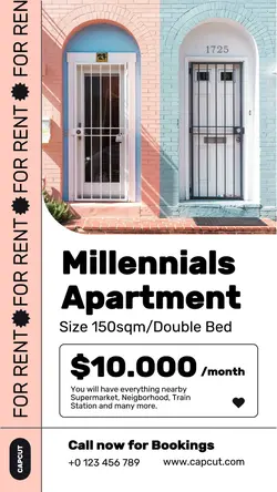 Pink White Apartment Rent Instagram Story