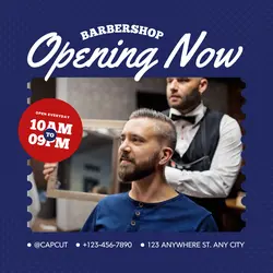 Blue Modern Opening Barbershop Instagram Post