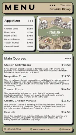 Food Italian Food Menu Instagram Story