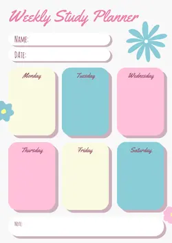 Non-Marketing Education-Weekly Schedule Pink Cute