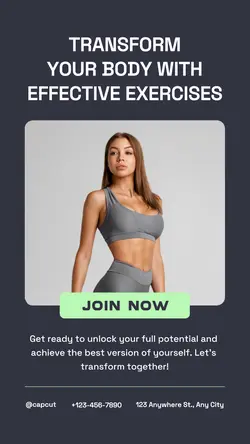 Dark Grey Modern Workout & Fitness Instagram Story