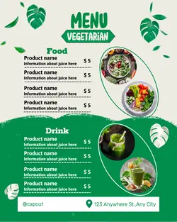 nature style vegetarian menu for instagram portraits