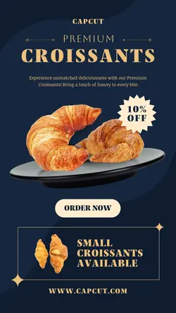 Premium Croissant Sale Instagram Story Blue