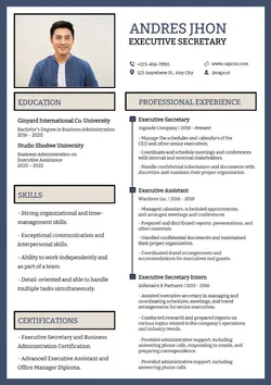 Business Modern Resume Executive Secretary