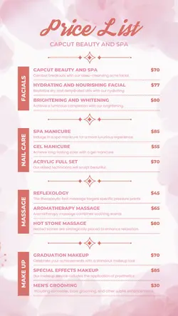 Beauty and Spa Pricelist for Instagram Story
