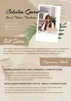 Non-Marketing Resume Brown Aesthetic