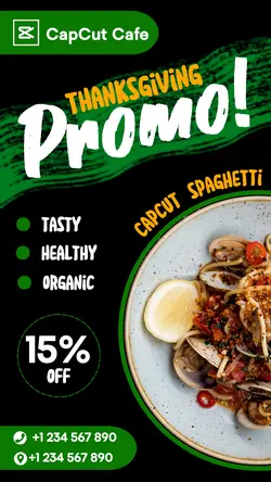 Food Spaghetti Instagram Story Green Black