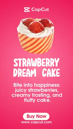 Food and Beverage - Strawberry Pink Cake Instagram Story