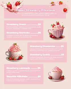 Classic Strawberry Milkshakes Menu