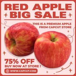 Red Apple Big Sale Promotion Instagram Post Cream Red Flat Modern