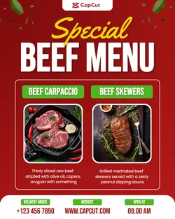 Food & Beverage Beef Menu