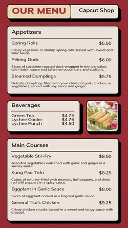 Food Chinese Food Menu Instagram Story