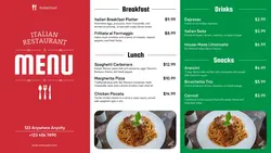 Food And Beverage Italian Restaurant Menu