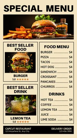 Special menu Template instagram story