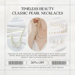 Fashion Product Display Promotion Pearl Necklace Instagram Post