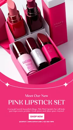 Beauty Product Lipstick Set Pink Instagram Story