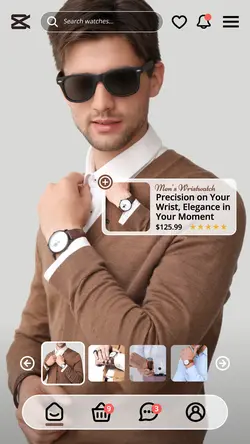 Fashion Industry Men's Wristwatch Activity Page In-app