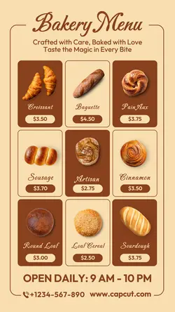 Food & Beverage Bakery Menu Instagram Story