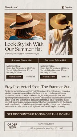 Fashion Stylish Summer Hat Instagram Story