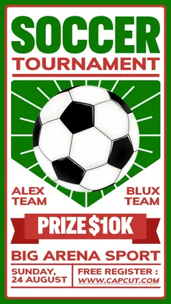 Sport Soccer Tournament Promotion Instagram Story Green Red Flat Modern