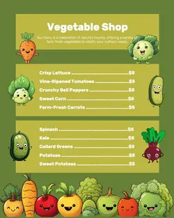 Vegetable Shop Menu
